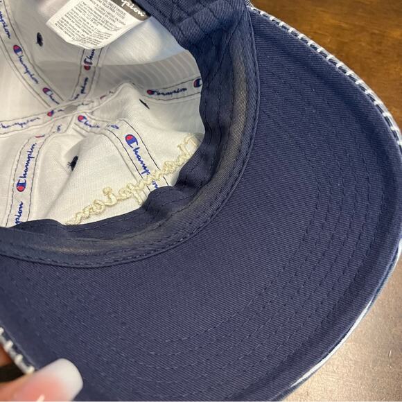 Champion Embroidered Striped Women's Baseball Hat Cap Blue White OS - Picture 7 of 7